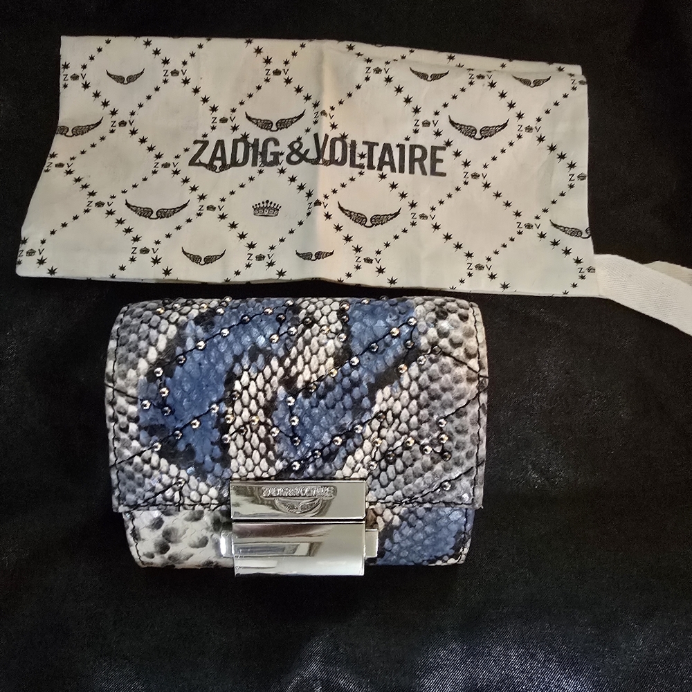 Zadig & Voltaire Snakeskin Blue and Gray Wallet